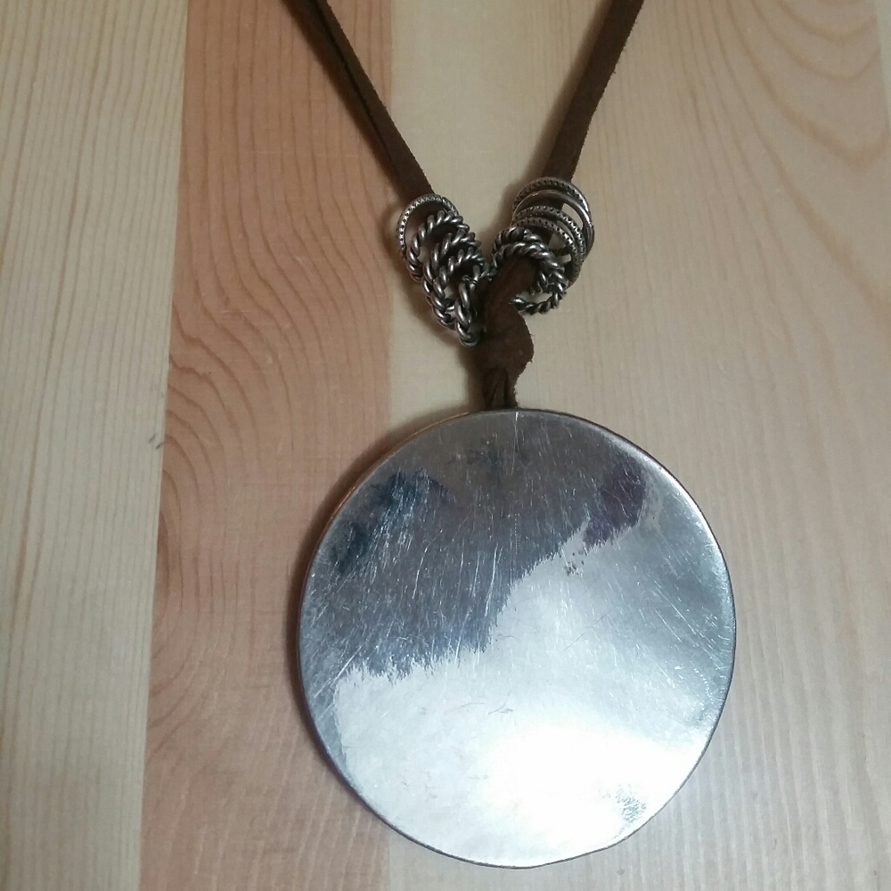 Chico's Textured, Silver Medallion Necklace